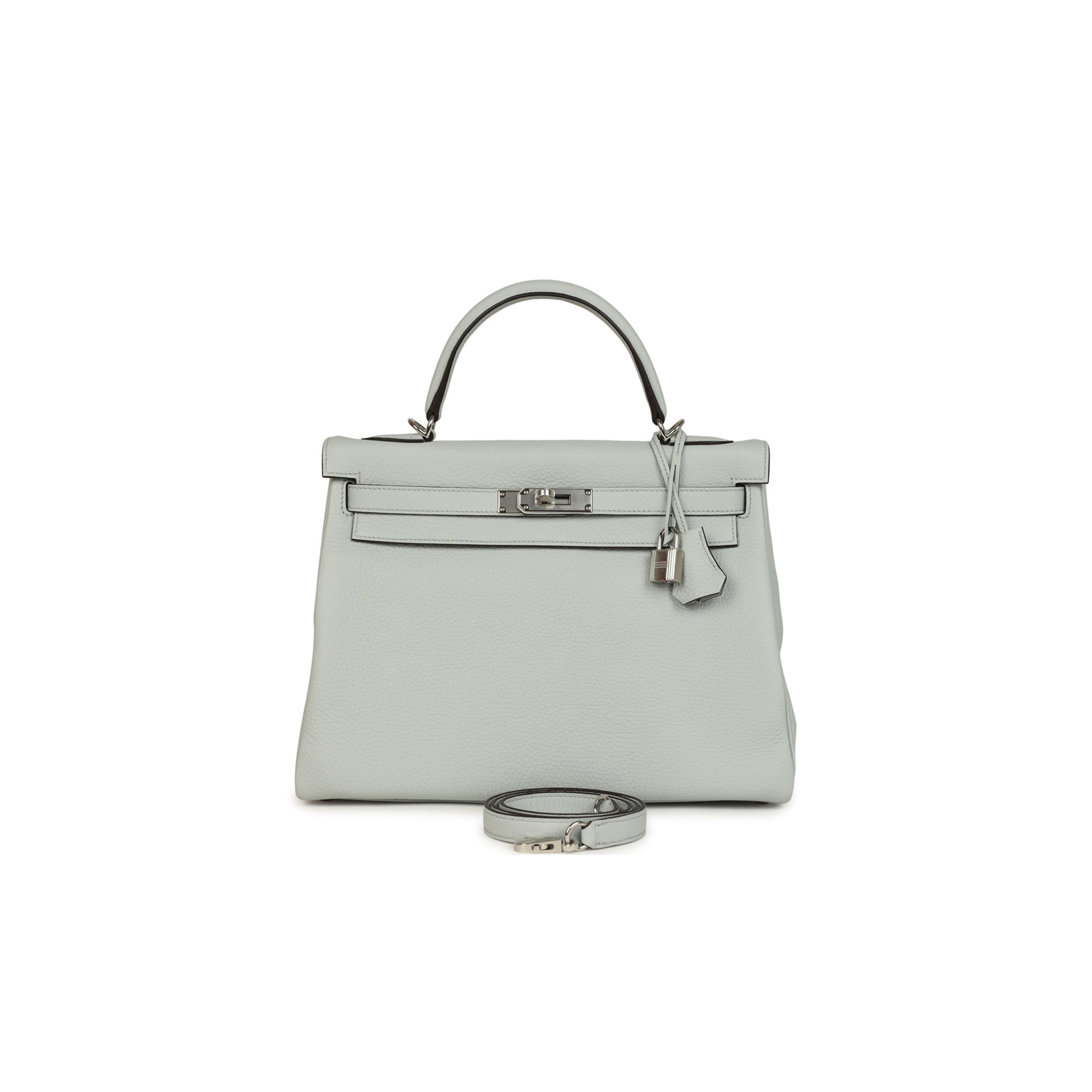 HERMÈS MASTER KELLY RETOURNE 32 BLEU PALE CLEMENCE PALLADIUM HARDWARE (32*23*12cm) 
